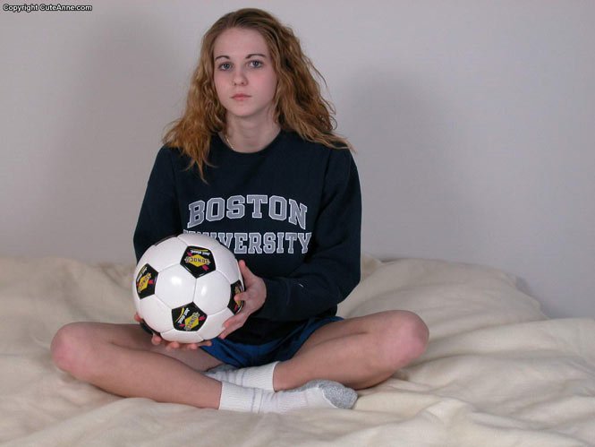 with her soccer ball
